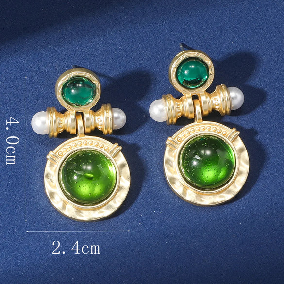 1 Pair Elegant Pastoral Streetwear Geometric Plating Inlay Alloy Resin Gold Plated Drop Earrings