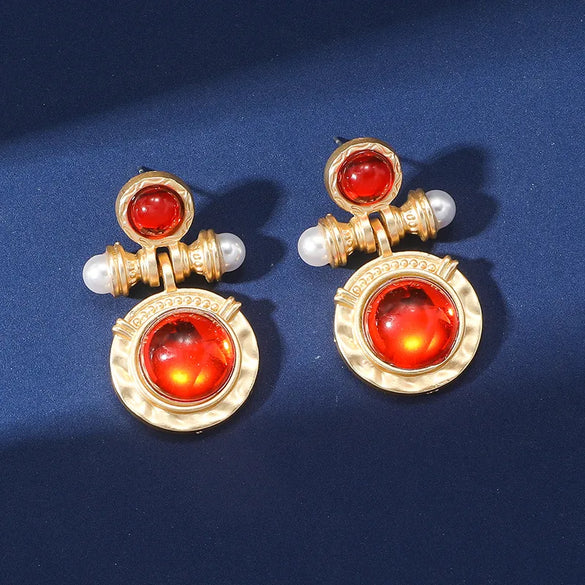 1 Pair Elegant Pastoral Streetwear Geometric Plating Inlay Alloy Resin Gold Plated Drop Earrings