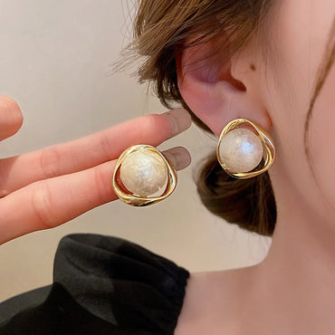 1 Pair Elegant Pearl Alloy Ear Studs