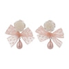 1 Pair Elegant Princess Bow Knot Resin Lace Drop Earrings