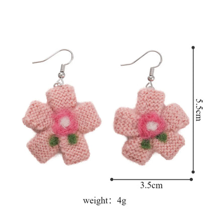 1 Pair Elegant Princess Cute Flower Yarn Drop Earrings