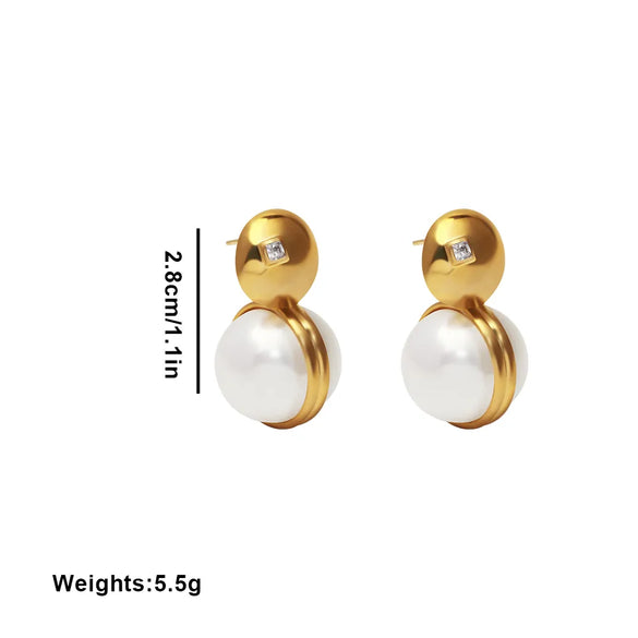 1 Pair Elegant Princess Geometric Inlay Copper Alloy Artificial Pearls Zircon Ear Studs