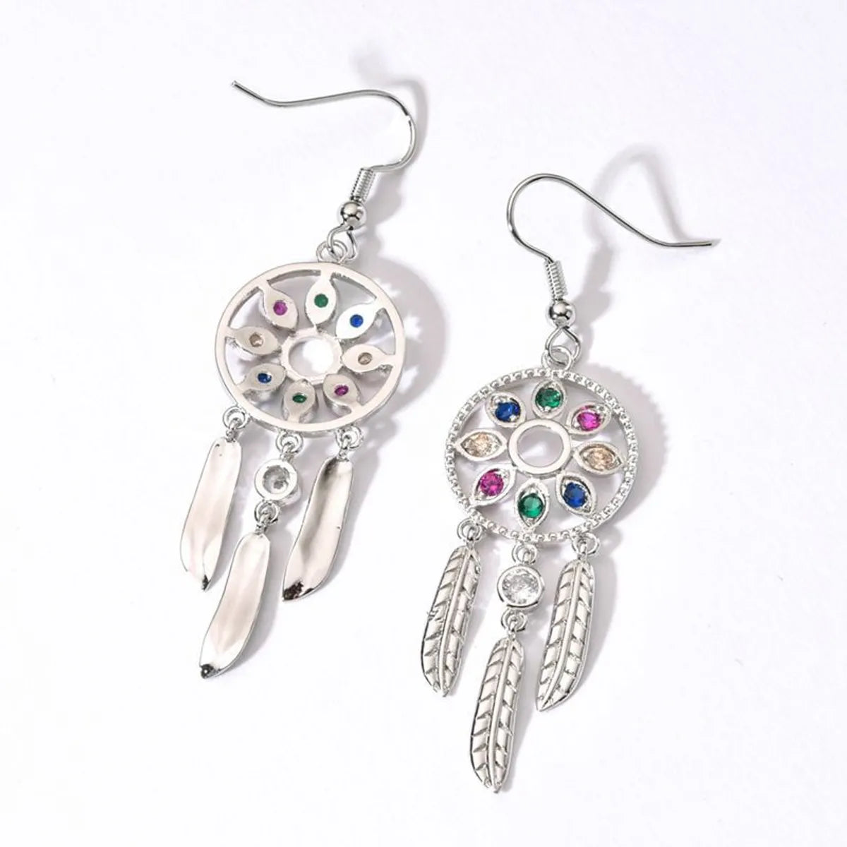 1 Pair Elegant Princess Retro Dreamcatcher Plating Inlay Copper Zircon Drop Earrings