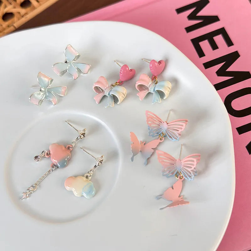 1 Pair Elegant Princess Sweet Bow Knot Alloy Drop Earrings