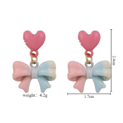 1 Pair Elegant Princess Sweet Bow Knot Alloy Drop Earrings