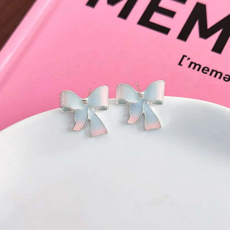 1 Pair Elegant Princess Sweet Bow Knot Alloy Drop Earrings