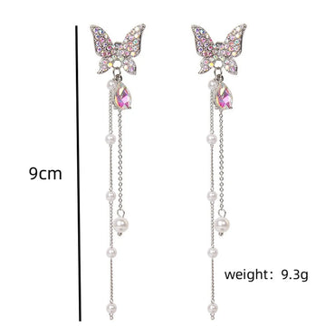 1 Pair Elegant Princess Sweet Butterfly Plating Inlay Alloy Artificial Pearls Rhinestones Drop Earrings