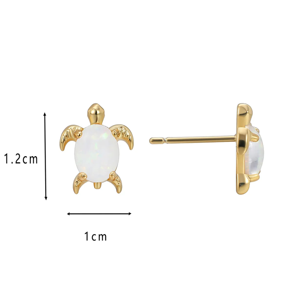 1 Pair Elegant Punk Tortoise Inlay Copper Artificial Gemstones 18k Gold Plated Ear Studs