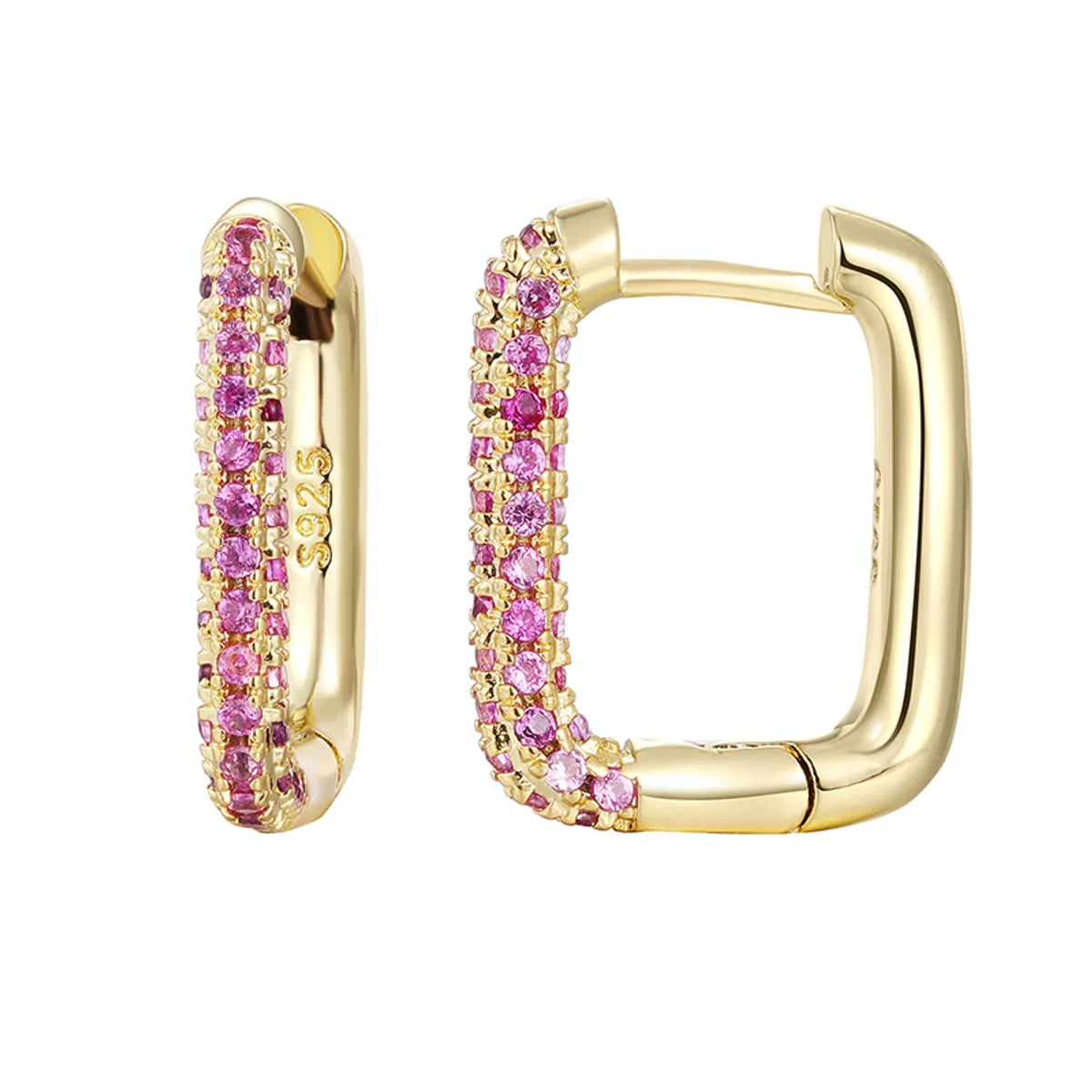 1 Pair Elegant Rectangle Plating Inlay Copper Zircon White Gold Plated Gold Plated Earrings