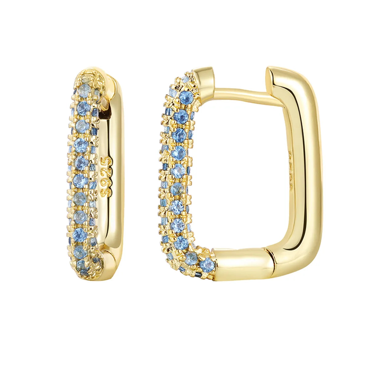 1 Pair Elegant Rectangle Plating Inlay Copper Zircon White Gold Plated Gold Plated Earrings