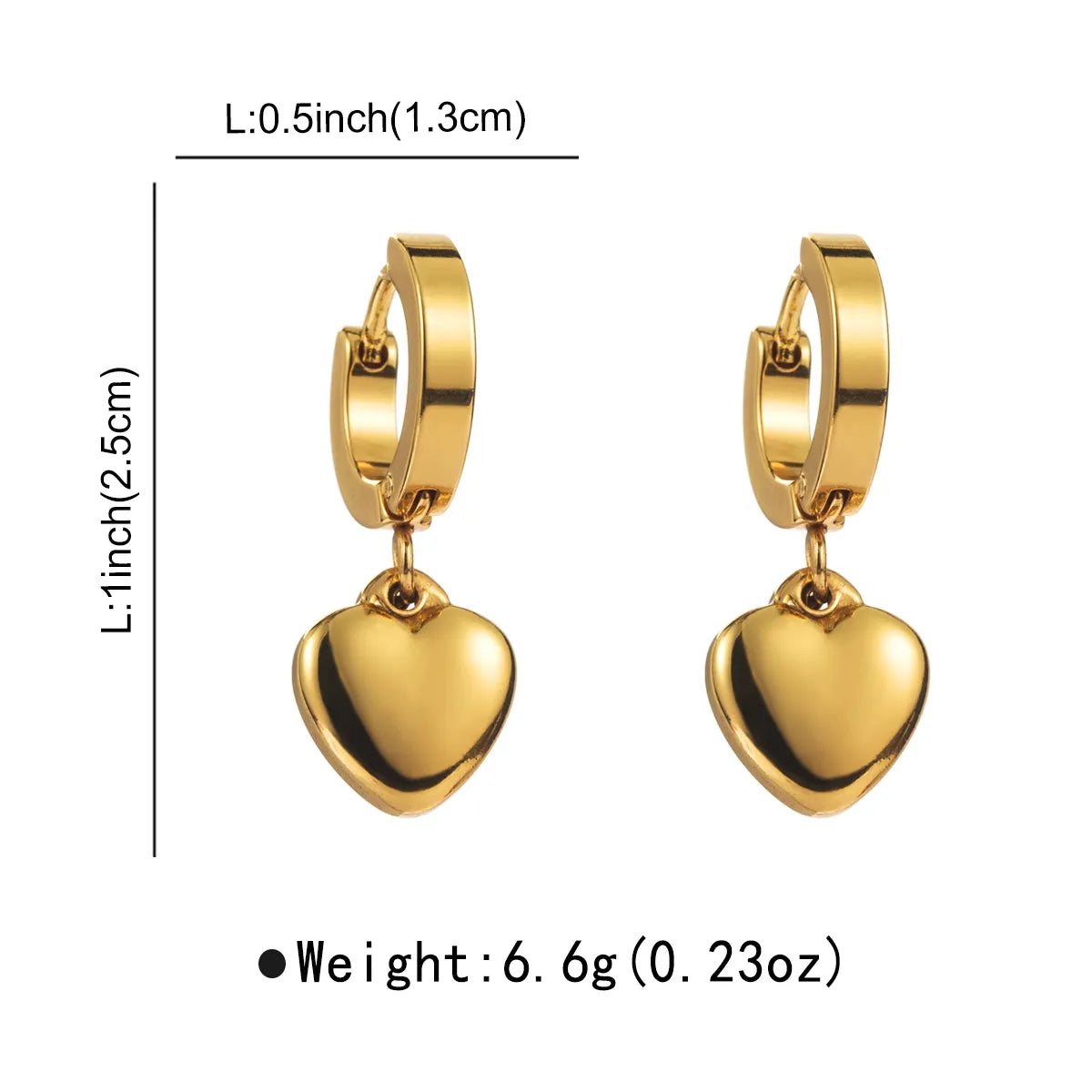 1 Pair Elegant Retro Commute Heart Shape 316 Stainless Steel  Drop Earrings