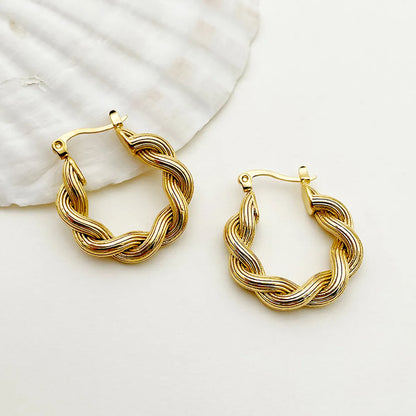 1 Pair Elegant Retro Commute U Shape Twist Plating Stainless Steel Gold Plated Earrings