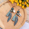 1 Pair Elegant Retro Ethnic Style Leaf Alloy Wood Shell Drop Earrings