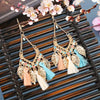 1 Pair Elegant Retro Ethnic Style Leaf Alloy Wood Shell Drop Earrings