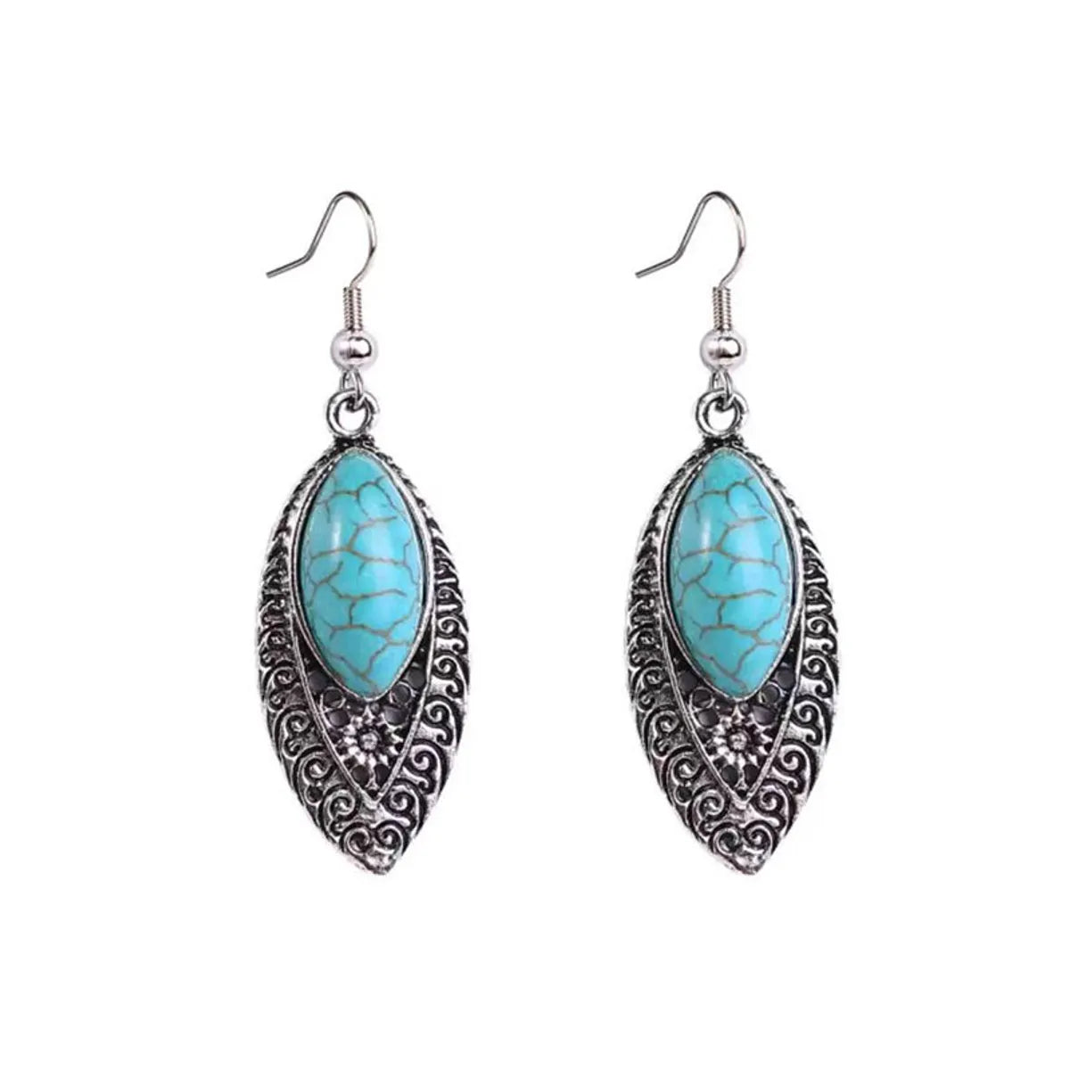 1 Pair Elegant Retro Ethnic Style Leaf Alloy Wood Shell Drop Earrings