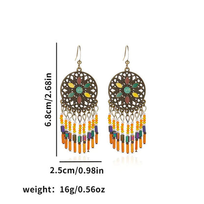 1 Pair Elegant Retro Ethnic Style Leaf Alloy Wood Shell Drop Earrings