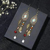 1 Pair Elegant Retro Ethnic Style Leaf Alloy Wood Shell Drop Earrings