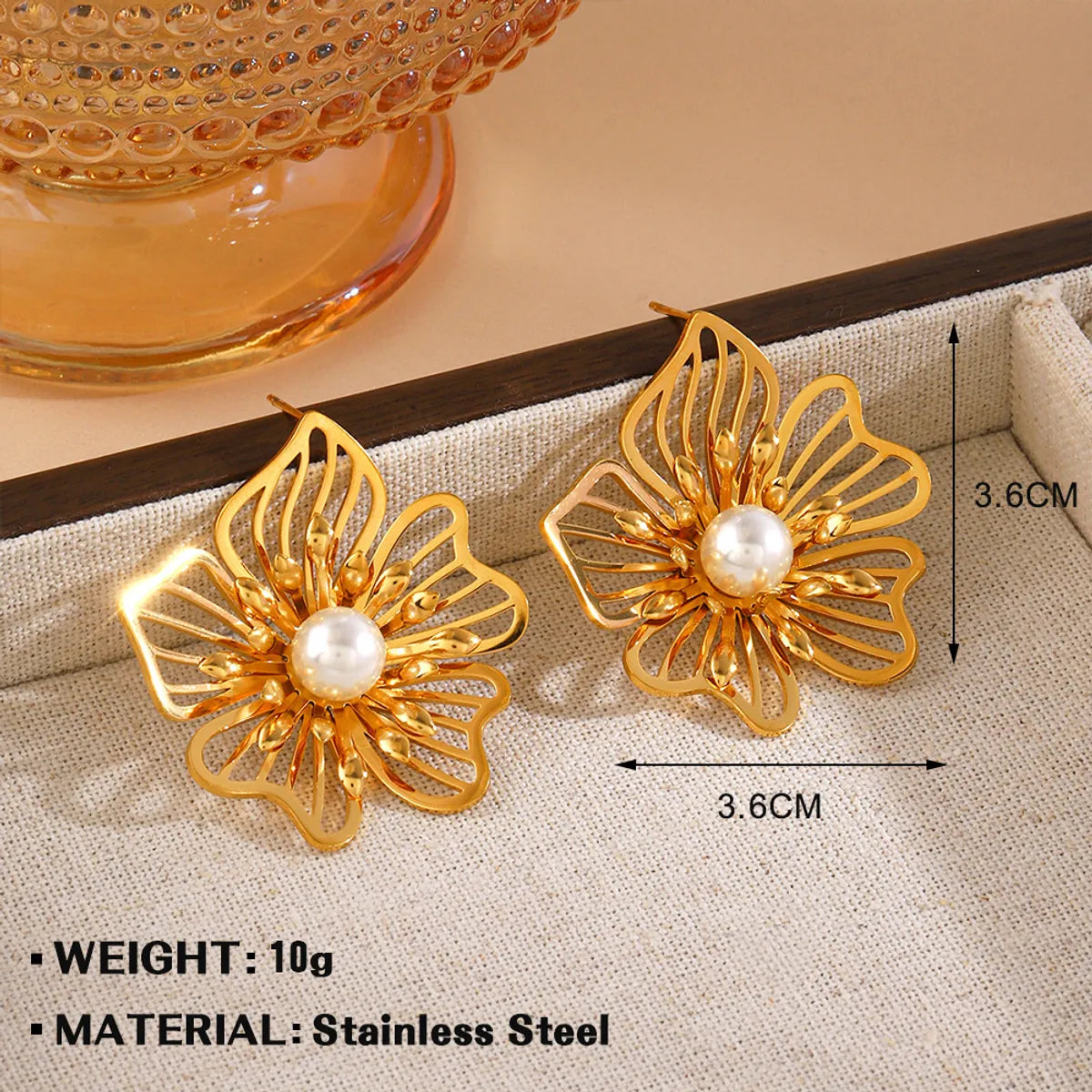 1 Pair Elegant Retro Flower 304 Stainless Steel Ear Studs