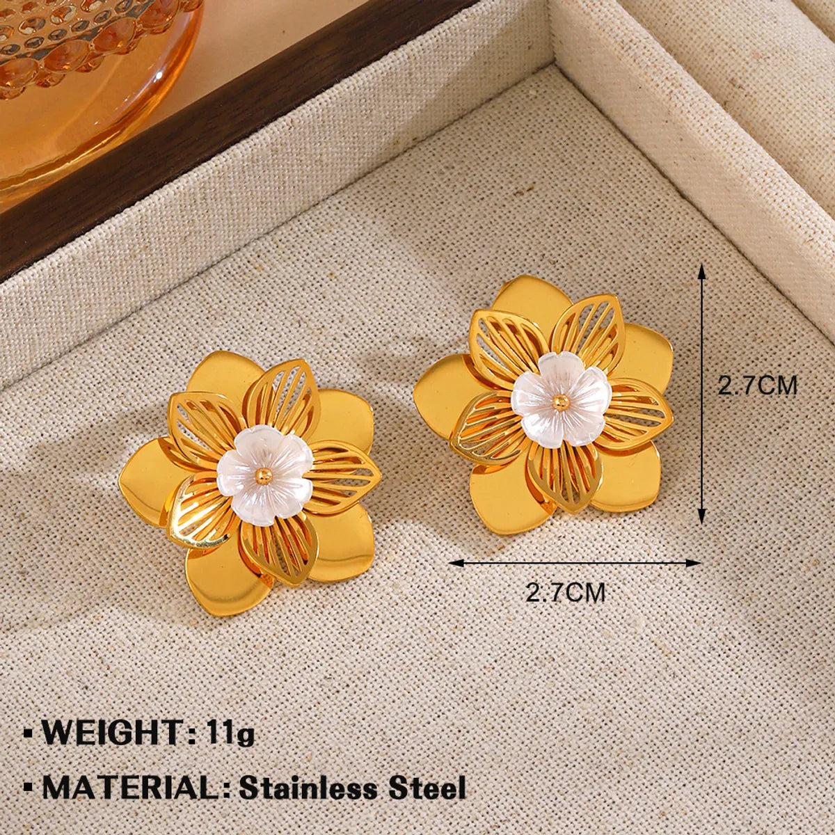 1 Pair Elegant Retro Flower 304 Stainless Steel Ear Studs