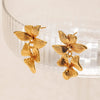 1 Pair Elegant Retro Flower Copper 18K Gold Plated Drop Earrings