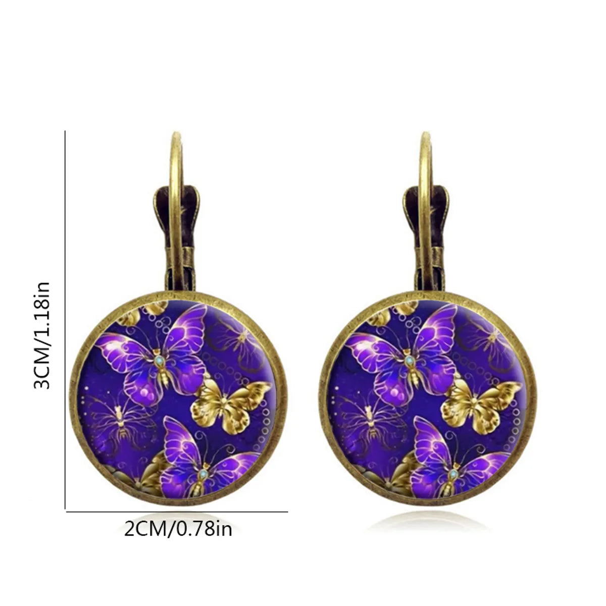 1 Pair Elegant Retro French Style Butterfly Inlay Alloy Glass Earrings