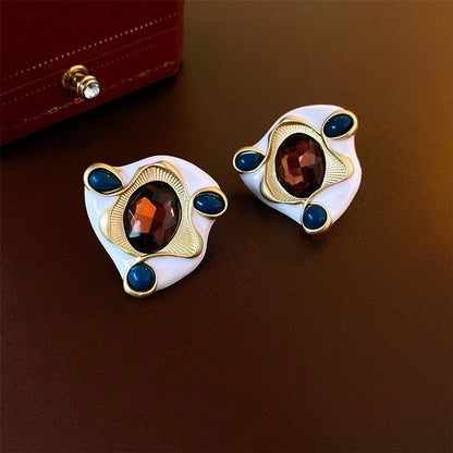 1 Pair Elegant Retro Geometric Enamel Alloy Ear Studs