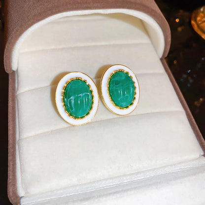 1 Pair Elegant Retro Geometric Enamel Alloy Ear Studs