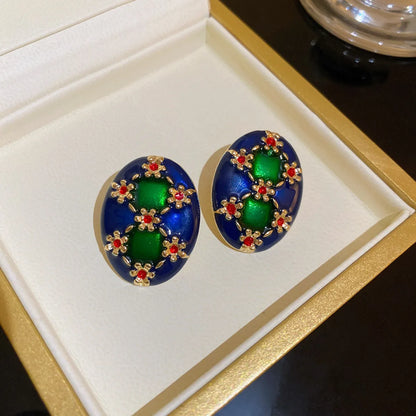 1 Pair Elegant Retro Geometric Enamel Alloy Ear Studs