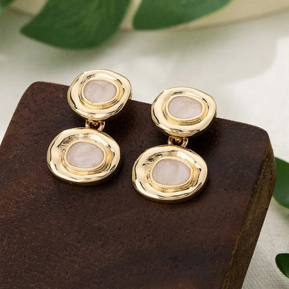 1 Pair Elegant Retro Geometric Plating Alloy Zinc Drop Earrings