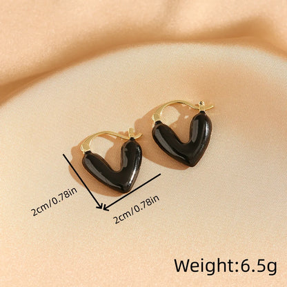 1 Pair Elegant Retro Heart Shape Enamel Plating Copper Gold Plated Earrings