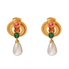 1 Pair Elegant Retro Heart Shape Flower Plating Inlay Copper Pearl Earrings