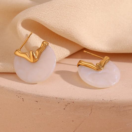 1 Pair Elegant Retro Lady Geometric Plating Stainless Steel 18k Gold Plated Ear Studs