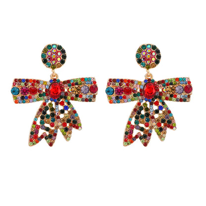 1 Pair Elegant Retro Luxurious Bow Knot Plating Inlay Zinc Alloy Rhinestones Drop Earrings