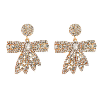 1 Pair Elegant Retro Luxurious Bow Knot Plating Inlay Zinc Alloy Rhinestones Drop Earrings