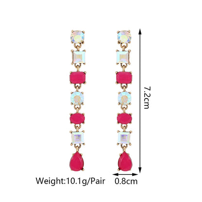 1 Pair Elegant Retro Luxurious Geometric Tassel Plating Inlay Zinc Alloy Rhinestones Dangling Earrings