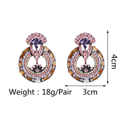 1 Pair Elegant Retro Luxurious Round Plating Hollow Out Inlay Zinc Alloy Resin Ear Studs