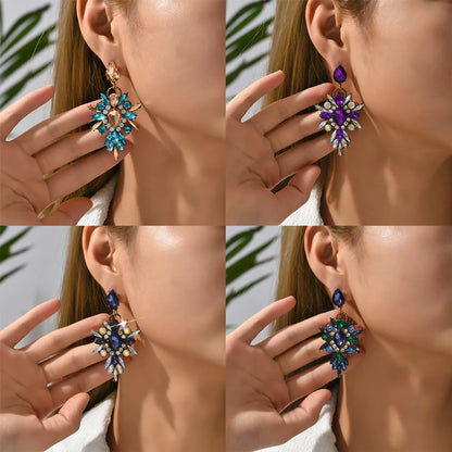 1 Pair Elegant Retro Luxurious Water Droplets Inlay Zinc Alloy Rhinestones Drop Earrings