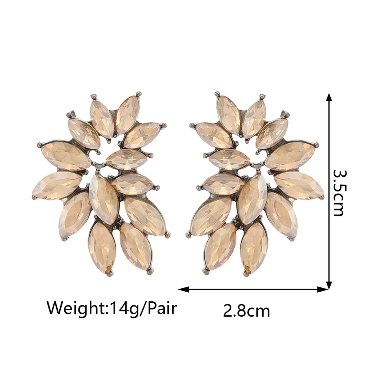 1 Pair Elegant Retro Luxurious Wings Plating Hollow Out Inlay Zinc Alloy Glass Ear Studs