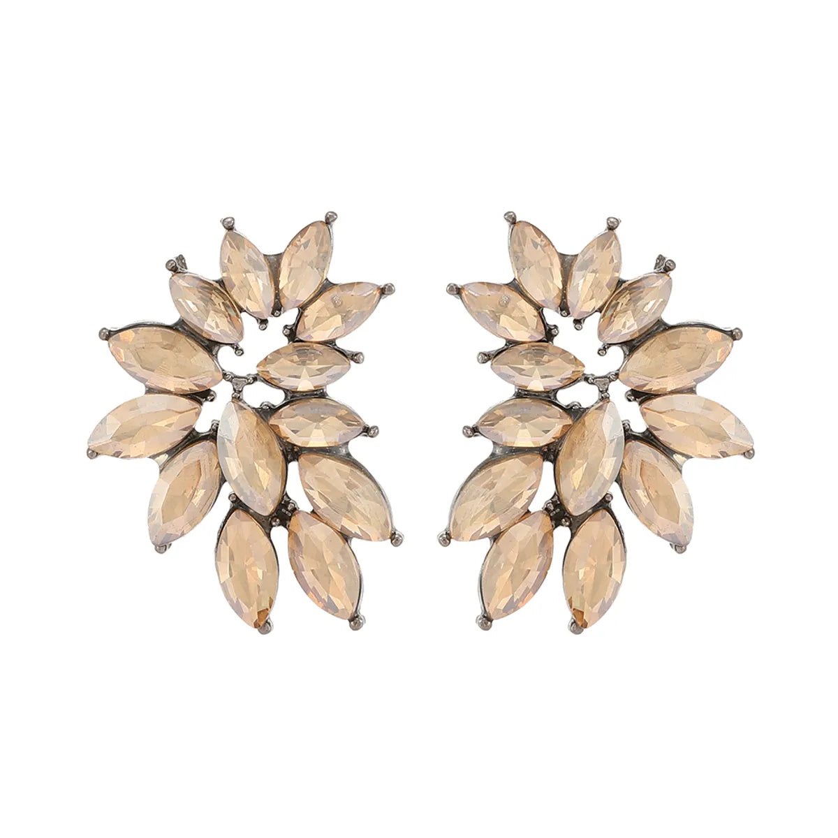 1 Pair Elegant Retro Luxurious Wings Plating Hollow Out Inlay Zinc Alloy Glass Ear Studs