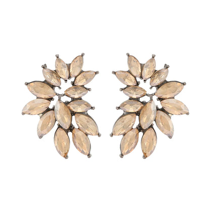 1 Pair Elegant Retro Luxurious Wings Plating Hollow Out Inlay Zinc Alloy Glass Ear Studs