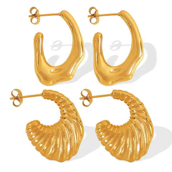 1 Pair Elegant Retro Modern Style Moon Plating 304 Stainless Steel 18K Gold Plated Earrings