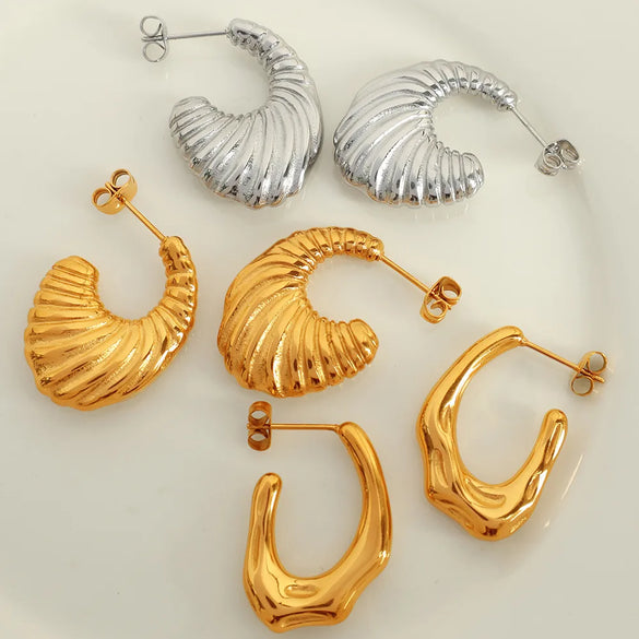 1 Pair Elegant Retro Modern Style Moon Plating 304 Stainless Steel 18K Gold Plated Earrings