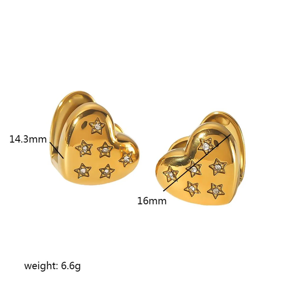 1 Pair Elegant Retro Roman Style Heart Shape Plating Inlay Stainless Steel Zircon 18k Gold Plated Ear Studs