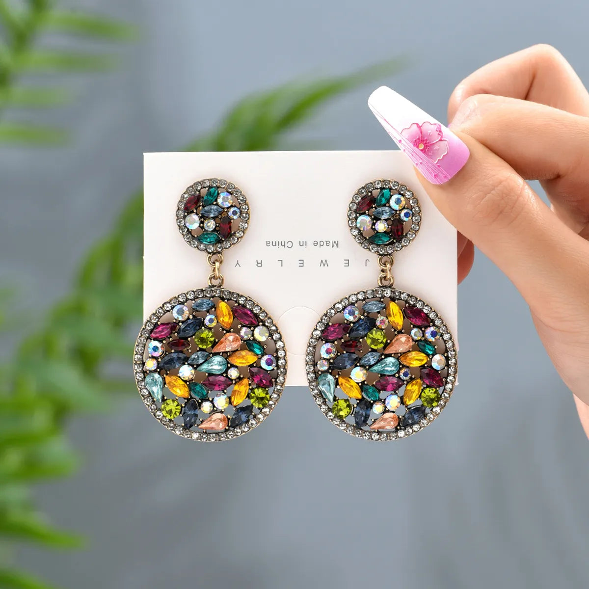 1 Pair Elegant Retro Round Oval Plating Inlay Zinc Alloy Rhinestones Drop Earrings