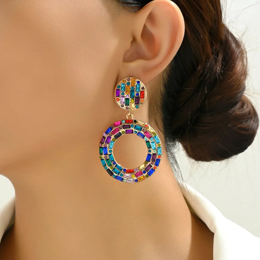 1 Pair Elegant Retro Round Plating Inlay Zinc Alloy Resin Drop Earrings