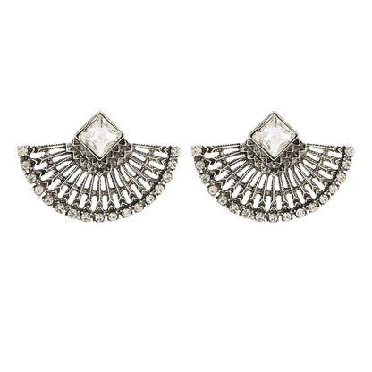 1 Pair Elegant Retro Sector Inlay Zinc Alloy Rhinestones Ear Studs