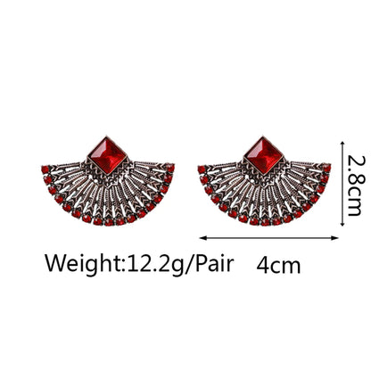 1 Pair Elegant Retro Sector Inlay Zinc Alloy Rhinestones Ear Studs