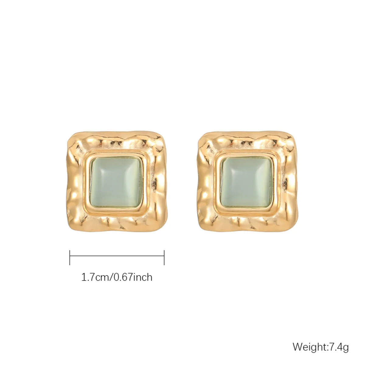 1 Pair Elegant Retro Square Polishing Plating Inlay Stainless Steel Opal Lapis Lazuli Gold Plated Ear Studs