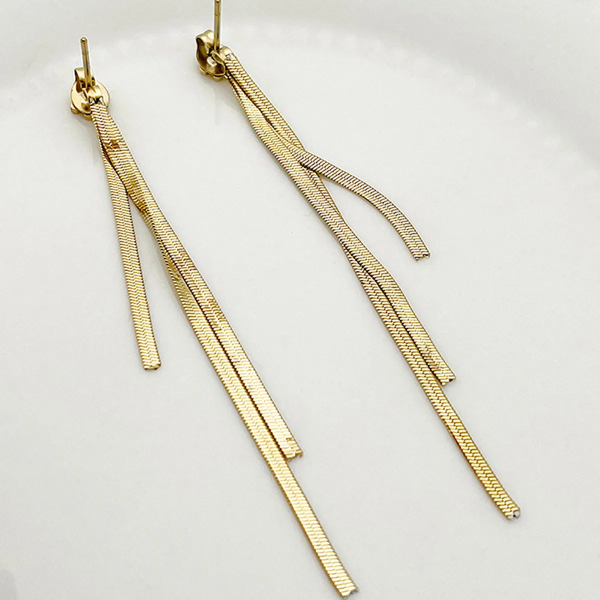 1 Pair Elegant Retro Tassel Plating 304 Stainless Steel 14K Gold Plated Drop Earrings