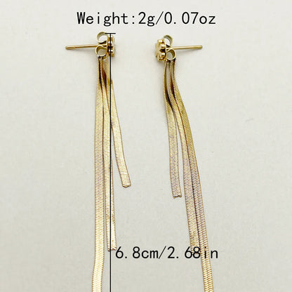 1 Pair Elegant Retro Tassel Plating 304 Stainless Steel 14K Gold Plated Drop Earrings